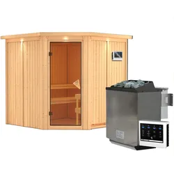 Karibu Sauna Jarin-9kWBioofen-Steuergerät-Inkl.Dachkranz