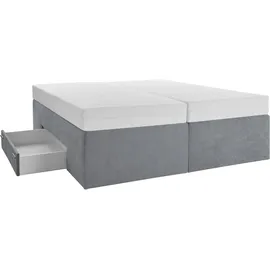 Westfalia Schlafkomfort Boxspringbett, grau, B:180cm L:200cm, Bezug Bett: Feinstrukturstoff (77% Polyester, 23%Viskose) oder Microfaser (100% Polyester);Bonnellfederkernmatratze: 100%Polyester;Kaltschaummatratze: 100% Polyester, Bezug abnehm- und waschbar bis 60C, WESTFALIA