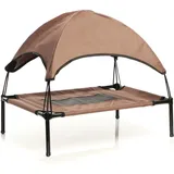fudajo Hundebett mit Dach 122 x 91 cm Braun