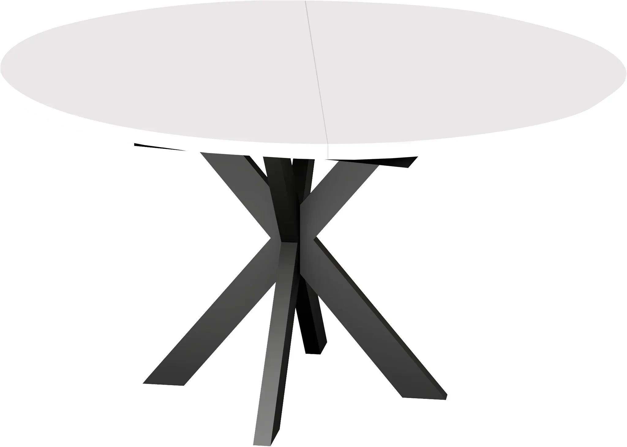 Esstisch MÄUSBACHER, schwarz feinstruktur, weiß matt lack, schwarz feinstruktur, weiß matt lack nb, B:110cm H:76cm T:110cm, Tische, Esstisch, Runder Esstisch, Metallgestell in Stern-Form, ausziehbar