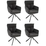 Home4You Polsterstühle 4er Set, Dunkelgrau - Schwarz - Cord Metallgestell - drehbar - 4er Set