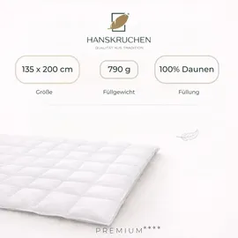 HANSKRUCHEN GmbH HANSKRUCHEN Winterdecke 135x200 cm Warm 100% Daunen waschbar Allergiker Daunendecke atmungsaktiv Bettdecke weiß - Weiß