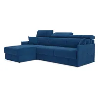 Miryam Ecksofa Mit Matratze Mit Verstellbaren Kopfstützen Aus Weichem, Fleckenabweisendem Stoff T31 252 Cm Links Blau