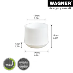WAGNER Kappen für Stahlrohr rund 4tlg. - Ø 14/17 x 16 mm, Abrieb 4 mm, Kunststoff weiß - 15061599
