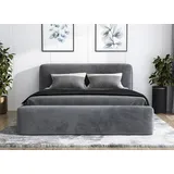 mebloland Polsterbett LUMO 120 x 200 mit Matratze und Bettkasten. Farbe: Grau - Grau