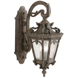 Außenleuchte Wandlampe Laterne ALU Glas 3 Flammig H 73,7 cm Antik handgefertigt