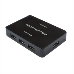 VALUE USB 3.2 Gen 1 Desktop Hub 7 Ports, mit Netzteil Computer-Adapter schwarz