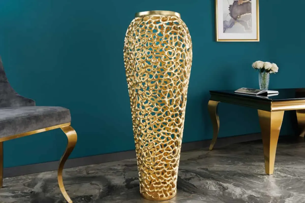 Filigrane Design XXL Vase ABSTRACT LEAF 90cm gold Handarbeit