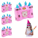 relaxdays Papierdekoration 4 x Pinata Schloss blau|rosa