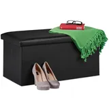 Relaxdays Sitzbank, Stauraum, Kunstleder, faltbar, gepolstert, Flur, Schlafzimmer, HBT 37,5 x 76,5 x 38,5 cm, schwarz