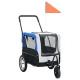 vidaXL 2 in1 Tier-Fahrradanhänger und Jogger grau/blau