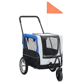 vidaXL 2 in1 Tier-Fahrradanhänger und Jogger grau/blau