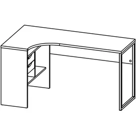 VCM ebuy24 Plus Eckschreibtisch mit 3 Ablagen und 2 Schubladen Weiss und Eichenstruktur