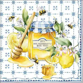Ambiente Home 20 Servietten Papier 33x33cm 3-lagig - hochwertige Einweg Papierservietten Landhausdeko Honig Bienen Frühling Sommer Feier Party Tischdeko.