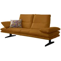 2,5-Sitzer W.SCHILLIG "broadway, Designsofa mit tollem Sitzkomfort", gelb (brandy s37), B:236cm H:94cm T:96cm, Stoff S37 (100% Polyester): Luxus-Microfaser in Lederoptik, Sofas, Sitztiefenverstellung, Kopfteil- & Seitenteilverstellung, Breite 216cm
