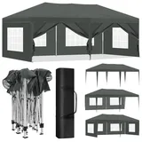 Laneetal Pavillon 3x6 m, Pop Up Faltpavillon, 6 Seitenwände mit Fenster Reißverschlüsse, Gartenpavillon wasserdicht Winterfest UV-Schutz, für Garten, Camping, Strand, Grill, Anthrazit