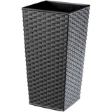 KADAX Rattan Blumentopf, mit Einlage, Pflanzkübel, 19 cm, Graphit