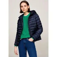 Tommy Hilfiger Steppjacke TOMMY HILFIGER "LW PADDED GLOBAL STRIPE JACKET", Damen, Gr. XXXL(46), blau (desert_sky), Web, Obermaterial: 100% Polyester, unifarben, Basic normal, elastischer Bund, Jacken Steppjacke, sportive Kapuze mit Global Stripe, Topseller