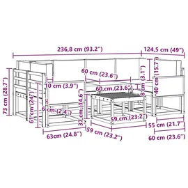 vidaXL Outdoor-Sofagarnitur 5-tlg. Natur