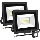 RIGIDON 2x 30W Aussenleuchte Bewegungsmelder Led Strahler, Außen Led Lampe, 3000LM 6000K Kaltweiß Led Flutlicht Außenleuchte, Wasserdicht Außen-Leuchte Flutlicht Für Garten Garage Carport Hauswand