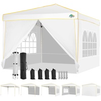 COBIZI Pavillon 3x3 Wasserdicht Stabil Winterfest Partyzelt, Faltpavillon 3x3 mit 4 Seitenteilen, 100% Wasserdicht und UV 50+ Tragbares High-End Tragbarkeit Gartenpavillon, Weiß