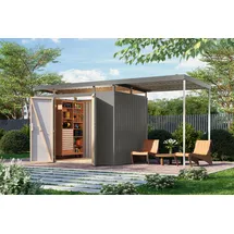 Karibu Gerätehaus Titanium 3 SET 4,97 x 2,09 m Grau/Schwarz