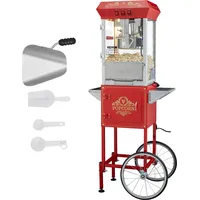 Vevor Popcornmaschine Popcornautomat Popcorngerät mit Wagen 850 W Popcornmaschine 8 oz Kessel für 48 Tassen pro Ladung, Popcornmaschine mit gehä... - rot