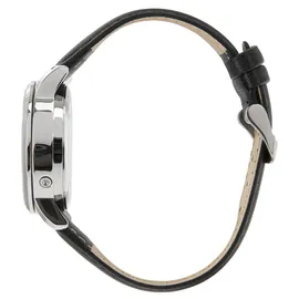 ZEIT-BAR Funk-Armbanduhr Damen, Metallgehäuse, Leder-Uhrband