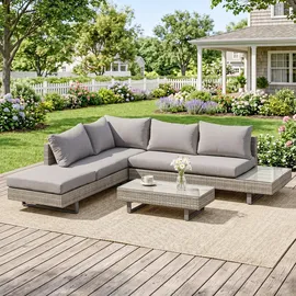 Outsunny Polyrattan-Lounge-Set 3-tlg. Grau/Braun