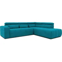 DOMO. collection Ecksofa Brandon, Sofa mit Rückenfunktion in L-Form, Polsterecke, Eckgarnitur Ottomane rechts 275 x 228 x 98 cm (BxTxH), türkis