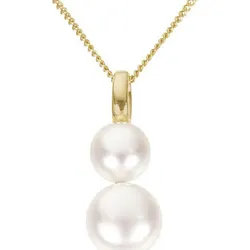 Perlen-Anhänger FIRETTI "Schmuck Geschenk Gold 333 Halsschmuck Anhänger für Halskette", gold (gelbgoldfarben, weiß), Schmuckanhänger, Damen, Gelbgold 333-Perlen, 1,05 g, Gelbgold 333, Perlen, mit Süßwasserzuchtperle