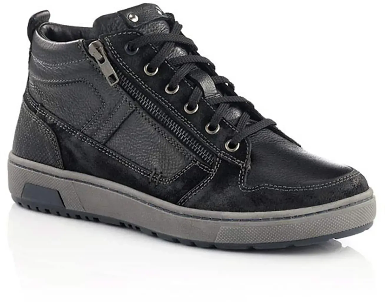 Walbusch Herren Kalbleder-Schnürer High Top Schwarz