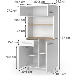 Vicco Küchenbuffet Pure 80,2 x 40,5 cm Weiß/Artisan