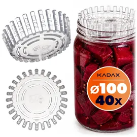 Kadax Fermentiergewichte – 40er Set | Gärhilfe fi 100 mm mit Netz für TO100-Einmachgläser | Kunststoff Fermentier-Einsatz für Sauerkraut, Kimchi & Gurken | lebensmittelecht