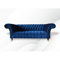 JVmoebel Chesterfield-Sofa Blauer Chesterfield Dreisitzer Design Möbel Neu Samt, Made in Europe blau