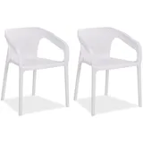 Homestyle4u Gartenstuhl 2er Set, in Weiß, Kunststoff, 110x75x54 cm, Gartenmöbel, Gartenstühle, Gartenstühle