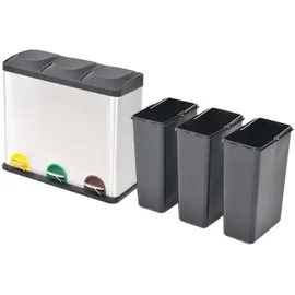 deluke Mülleimer 3 Fächer 18 l Silber