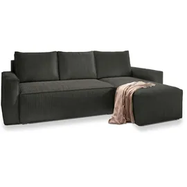 masseno Ecksofa mit Schlaffunktion L-Form, Sofa mit Bettkasten, Wohnzimmersofa, Couch, Soffa, Bettsofa, Couchgarnitur- Graphitfarben, POSO 34