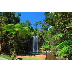 Fototapete PAPERMOON "TASMANIEN LAGUNE MIT WASSERFALL", bunt, B:3,00m L:2,23m, Vlies, Tapeten