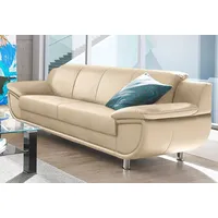 3-Sitzer TRENDMANUFAKTUR "Rondo, Breite 207 cm, breite Armlehnen, Füße chromfarben", beige, B:207cm H:85cm T:94cm, Microfaser PRIMABELLE (100% Polyester);Kunstleder SOFTLUX;Struktur (54% Polyacryl, 46% Polyester);NaturLEDER (echtes Rindsleder ) in Sitz und Rücken, Korpus in Kunstleder Softlux, Sofas, wahlweise mit Federkern, pflegeleichte Bezügen, Unser Dauertiefpreis