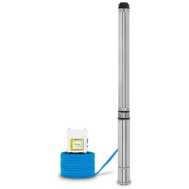 Eberth Tiefbrunnenpumpe 4" Edelstahl 2200W 20m Kabel max. Förderhöhe 112m mit Schmutzsieb