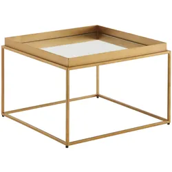 KADIMA DESIGN Quadratischer Couchtisch, verspiegeltes Glas, goldenes Metallgestell