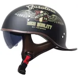 SDFGDFD Motorrad Halbhelm, Harley Helm mit Visier, Halbschale JetHelm Jethelm Für Damen Und Herren, für Cruiser Chopper Biker, ECE/DOT Zertifizierun