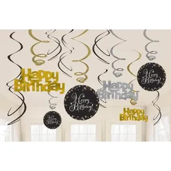 Geburtstag gold 12 Swirl Girlanden