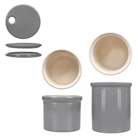 Mambocat 2er Set Oskar Vorratsdose S & M in Grau Zwiebel-Aufbewahrung Knoblauch-Topf - Grau
