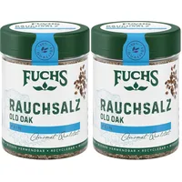 Fuchs Gewürze - Rauchsalz "Old Oak" - über Eichenholz geräuchert, rauchiger Geschmack für Grillfleisch oder Fisch - natürliche Zutaten - 100 g in wiederverwendbarer, recyclebarer Dose (Packung mit 2)