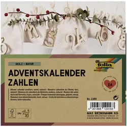 folia Adventskalender-Holzzahlen, natur