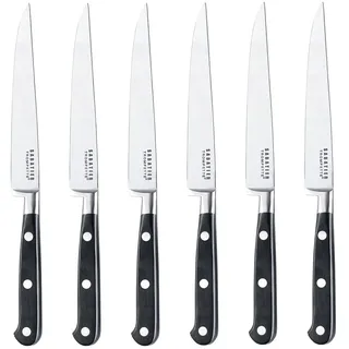 RICHARDSON SHEFFIELD - Sabatier Trompette 6 couteaux Steak, Acier Inoxidable, Noir