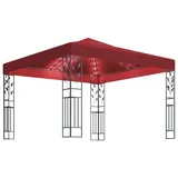 vidaXL Pavillon mit Lichterketten 3 x 3 m weinrot