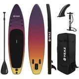 YEAZ Inflatable SUP-Board SUNSET BEACH - EXOTRACE PRO - SET sup board und, Inflatable SUP Board, (Set), inkl. Zubehör wie Paddel, Handpumpe und Rucksack lila